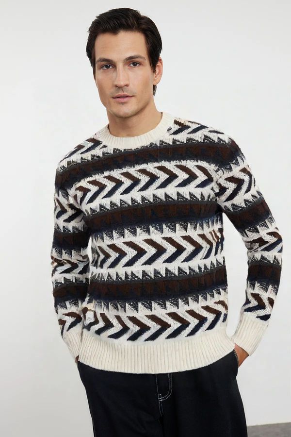 Trendyol Trendyol Multicolor Oversize Crew Neck Ethnic Knitwear Sweater