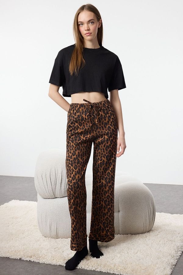 Trendyol Trendyol Multicolored 100% Cotton Leopard Patterned Knitted Pajama Bottoms