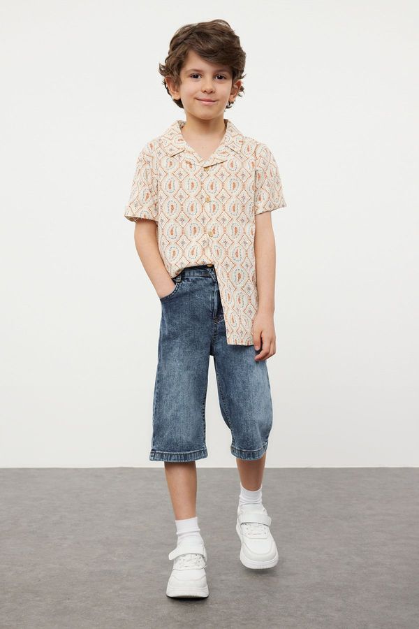 Trendyol Trendyol Multicolored Boy's Patterned Woven Shirt-Jean Trousers Set Top-Bottom Suit