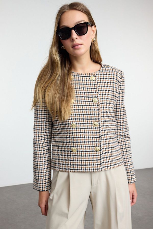 Trendyol Trendyol Multicolored Button Detailed Woven Blazer Jacket