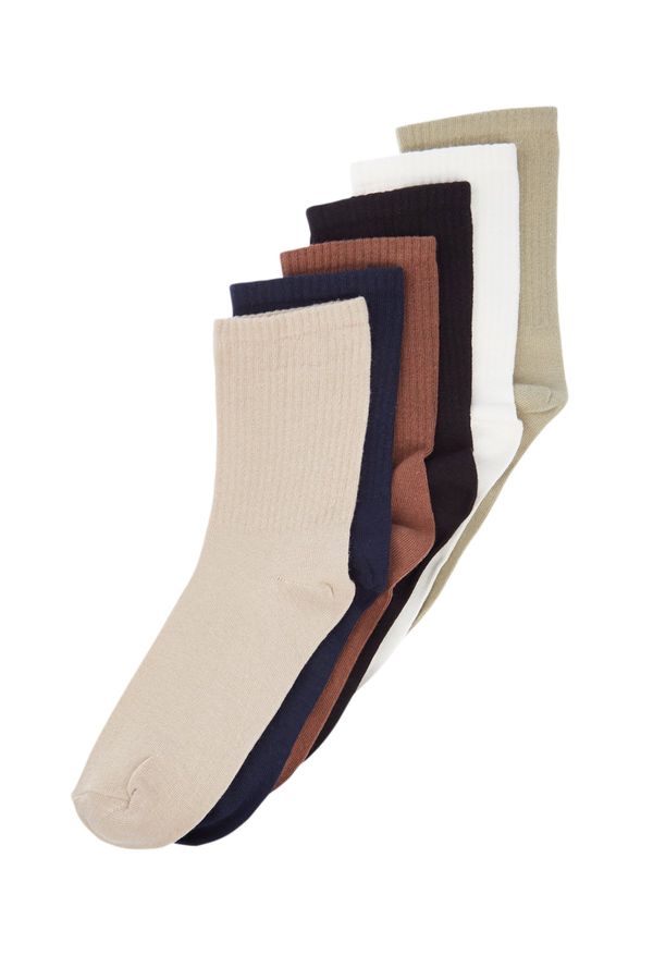 Trendyol Trendyol Multicolored Cotton 6 Pack Solid Color College Socks