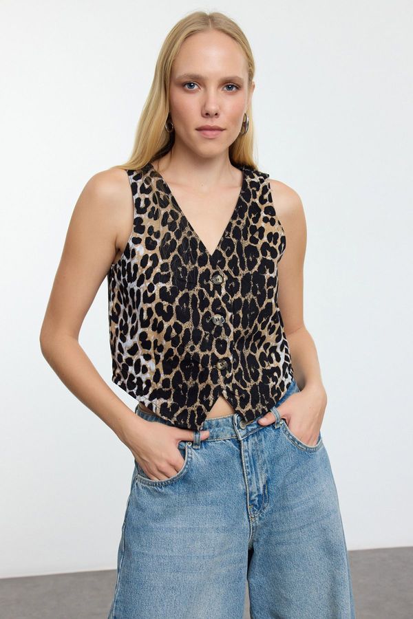 Trendyol Trendyol Multicolored Fitted Leopard Patterned Fitted Vest