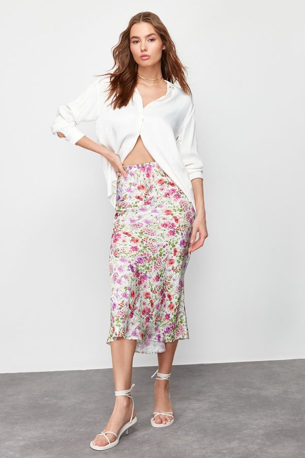Trendyol Trendyol Multicolored Floral Patterned Satin Maxi Length Woven Skirt