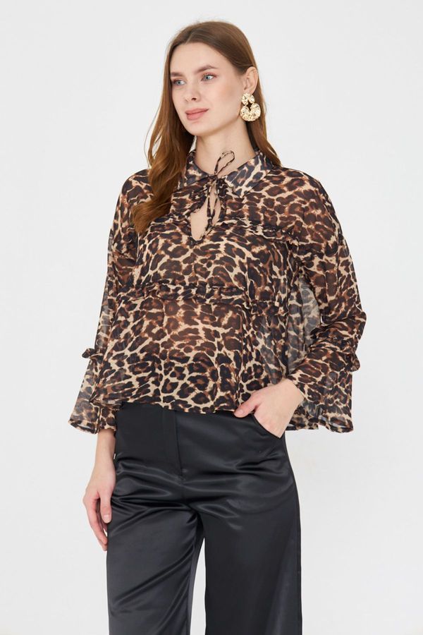 Trendyol Trendyol Multicolored Leopard Print Chiffon Blouse