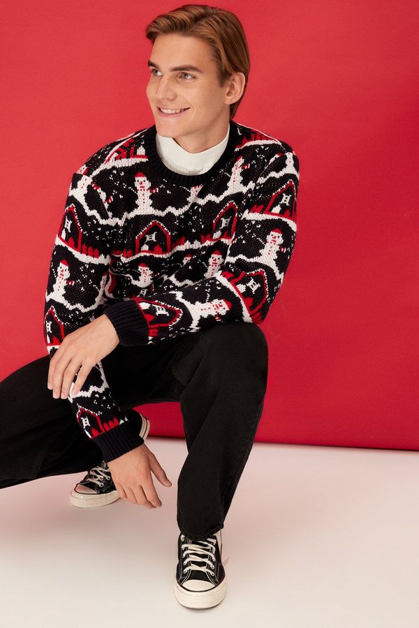 Trendyol Trendyol Multicolored Men's Regular Fit Crew Neck Christmas Knitwear Sweater
