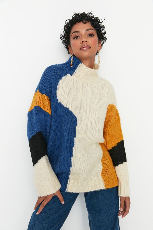 Trendyol Trendyol Multicolored Soft Textured Color Block Knitwear Sweater