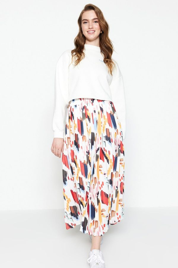 Trendyol Trendyol Multicolored Wide Pleated Woven Skirt with Elastic Waist