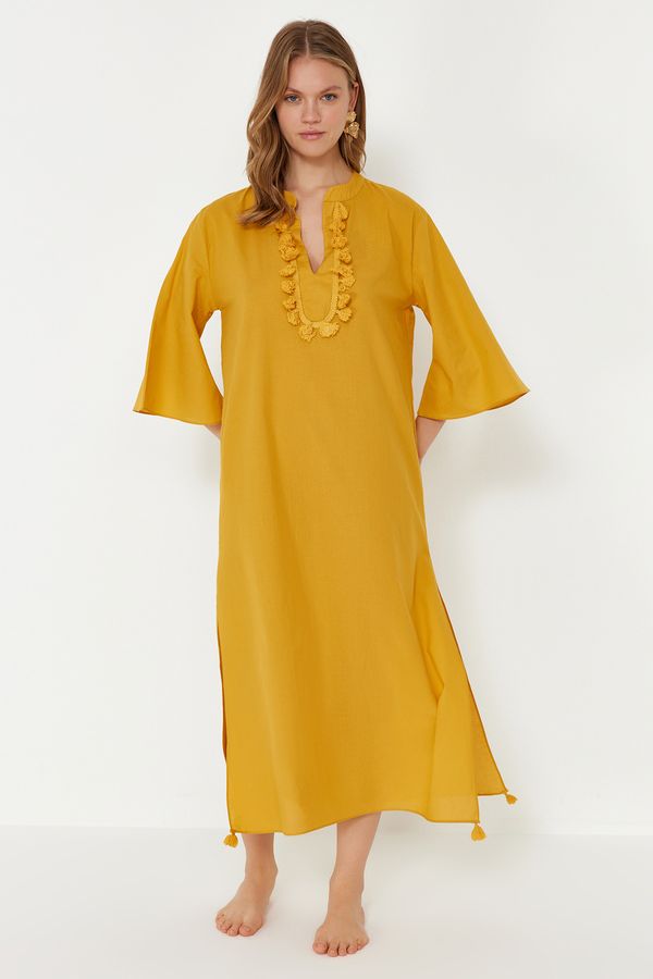 Trendyol Trendyol Mustard Maxi Woven Kimono&amp;Kaftan