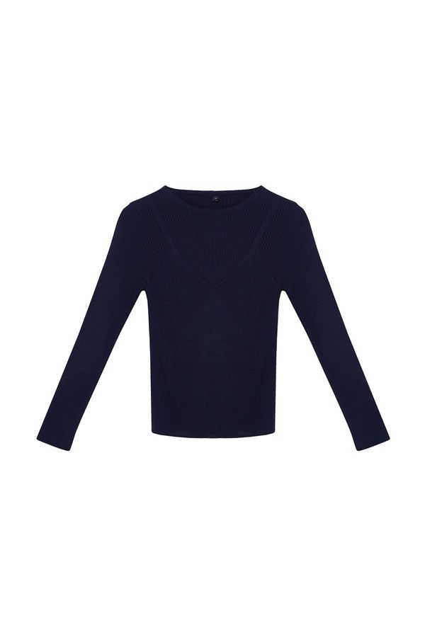 Trendyol Trendyol Navy Blue Basic Double Knitwear Sweater