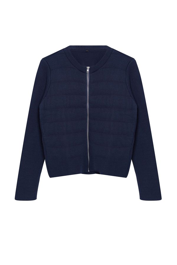 Trendyol Trendyol Navy Blue Crew Neck Coat Knitwear Cardigan