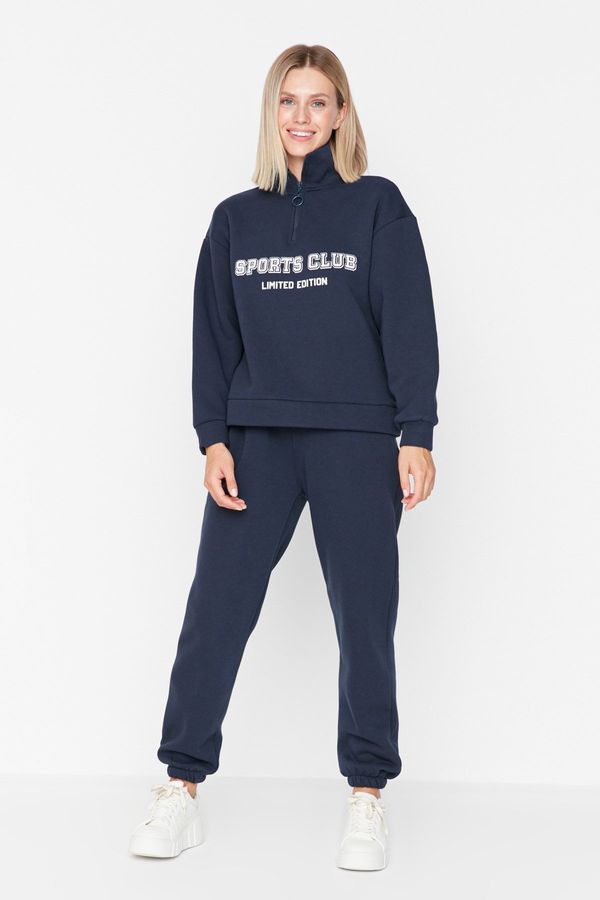 Trendyol Trendyol Navy Blue Loose Jogger Fleece Inside Knitted Sweatpants