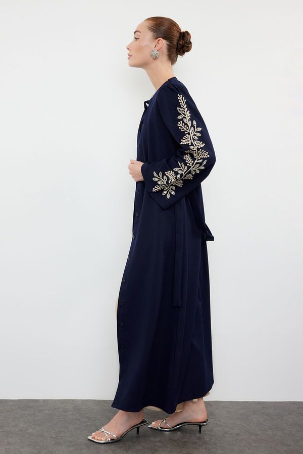 Trendyol Trendyol Navy Blue Sleeve Embroidered Woven Cap & Abaya & Abaya