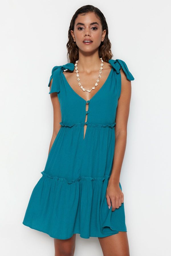 Trendyol Trendyol Oil Mini Woven Frilly Beach Dress