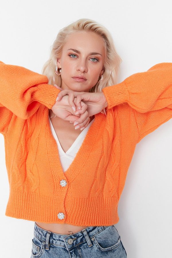 Trendyol Trendyol Orange Crop Soft Textured Knitwear Cardigan