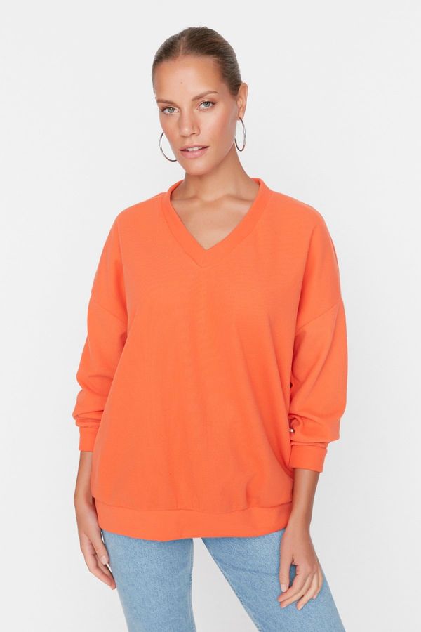 Trendyol Trendyol Orange Oversize Thessaloniki Knitted Sweatshirt