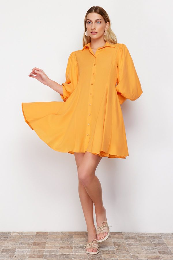 Trendyol Trendyol Orange Pieced Woven Mini Shirt Dress