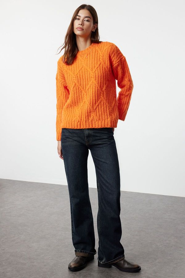 Trendyol Trendyol Orange Wide Fit Soft Textured Knitwear Sweater