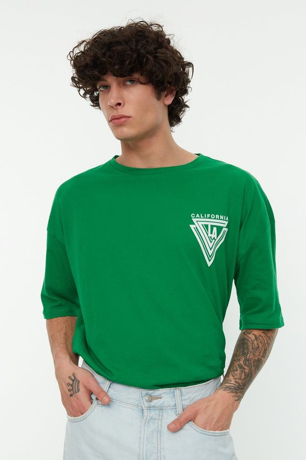 Trendyol Trendyol Oversize/Wide-Fit Crew Neck Short Sleeve City Printed 100% Cotton T-Shirt