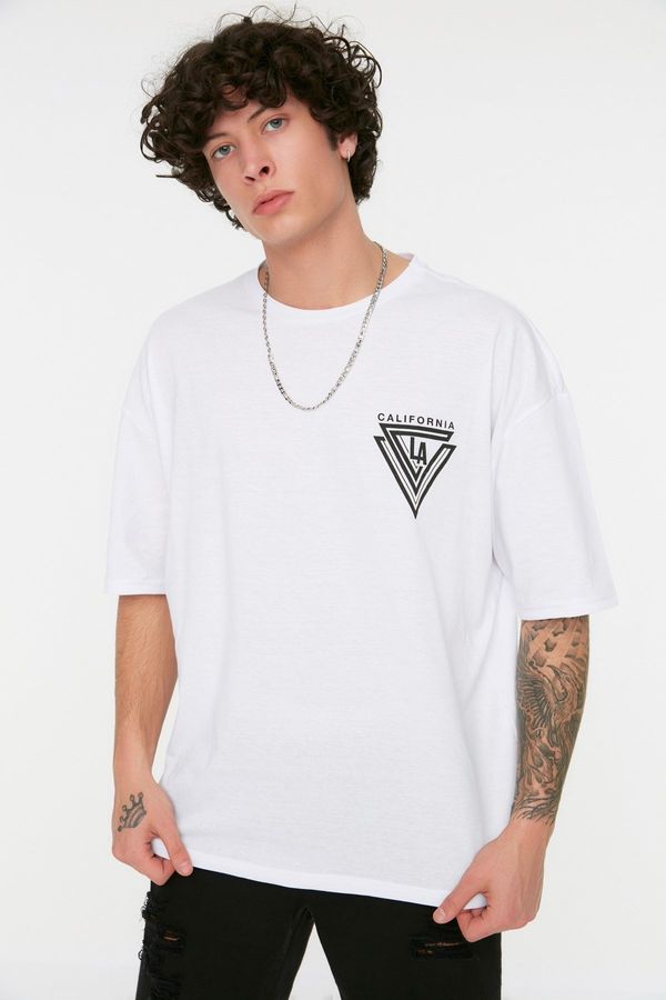 Trendyol Trendyol Oversize/Wide-Fit Crew Neck Short Sleeve City Printed 100% Cotton T-Shirt