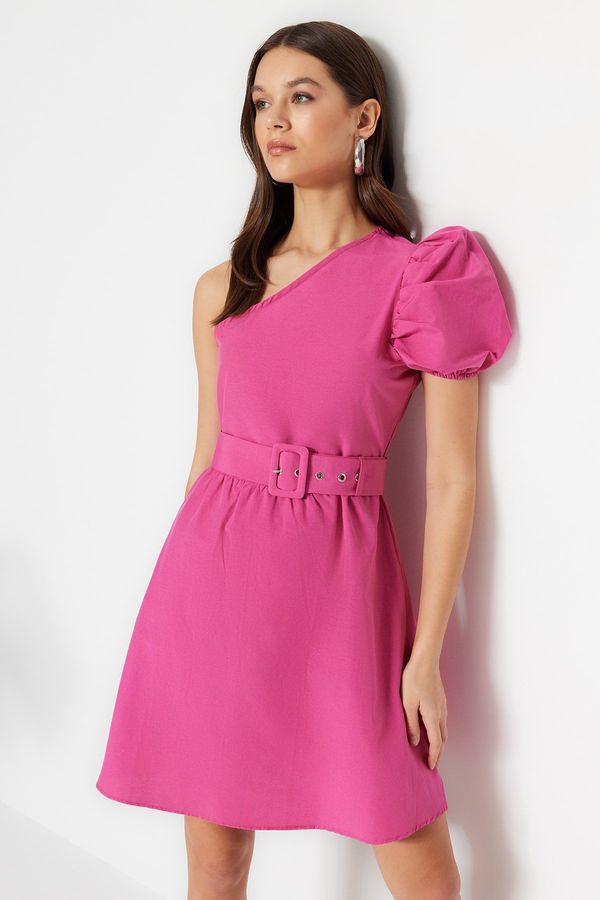 Trendyol Trendyol Pink Belted Mini Woven Single Sleeve Woven Dress