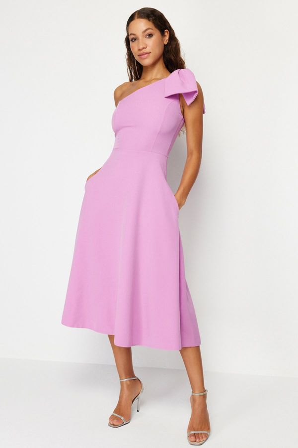 Trendyol Trendyol Pink Bow Detailed Elegant Evening Dress