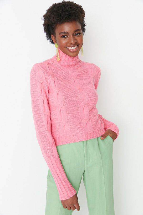 Trendyol Trendyol Pink Crop Soft Textured Knitwear Sweater