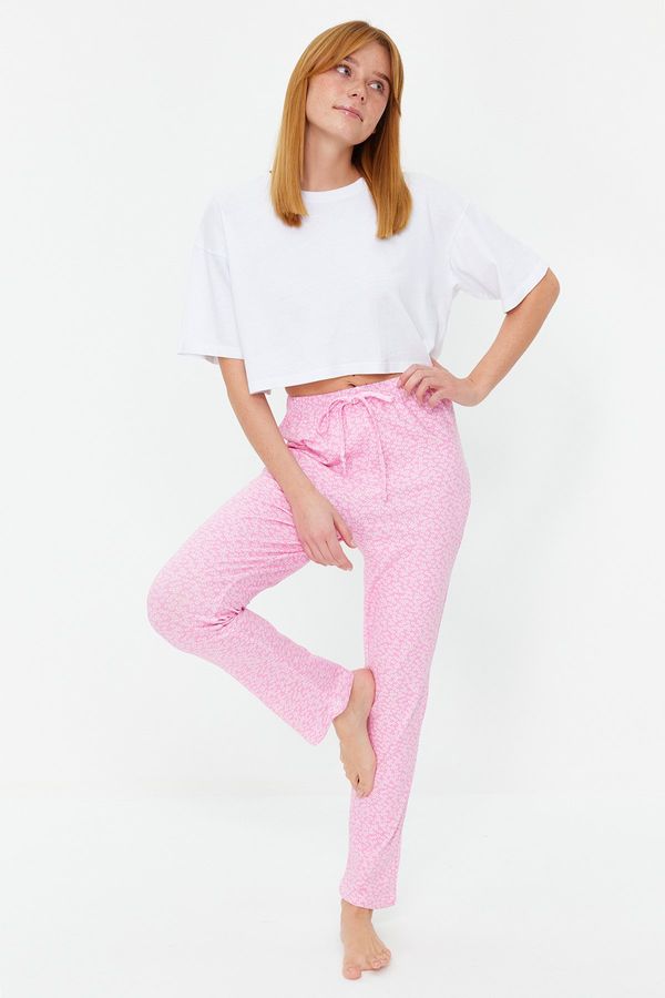 Trendyol Trendyol Pink Floral Cotton Knitted Pajama Bottom