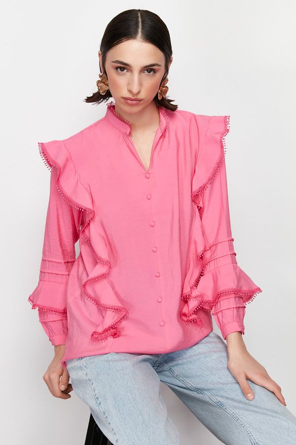Trendyol Trendyol Pink Ruffle Detail Woven Shirt