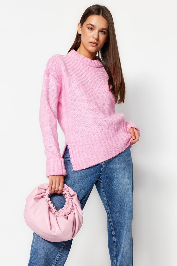 Trendyol Trendyol Pink Soft Textured Thick Crew Neck Knitwear Sweater