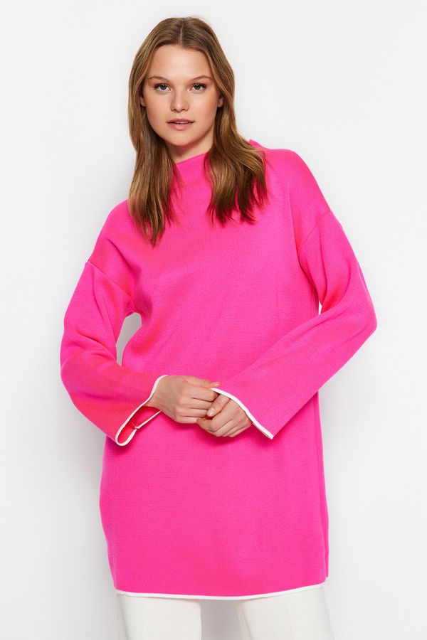 Trendyol Trendyol Pink Stand Collar Spanish Sleeve Knitwear Sweater