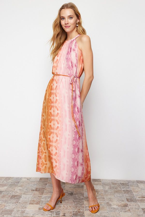 Trendyol Trendyol Pink Straight Cut Chiffon Maxi Woven Dress