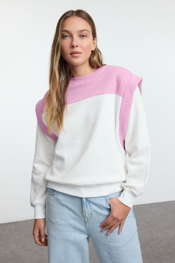 Trendyol Trendyol Pink Thick Inside Fleece Regular/Normal Fit Color Blocked Knitted Sweatshirt