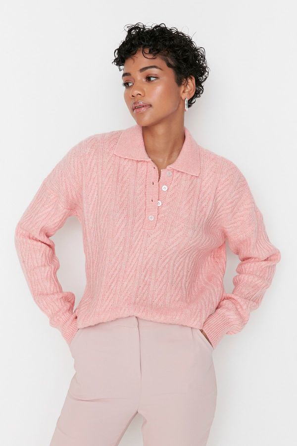 Trendyol Trendyol Pink Wide Fit Soft Textured Knitwear Sweater