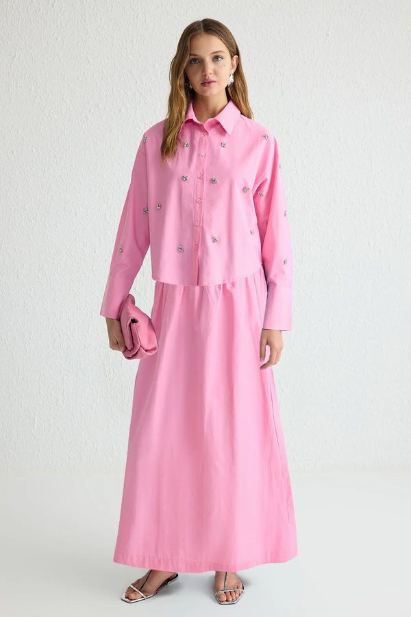 Trendyol Trendyol Pink Woven Cotton Long Skirt