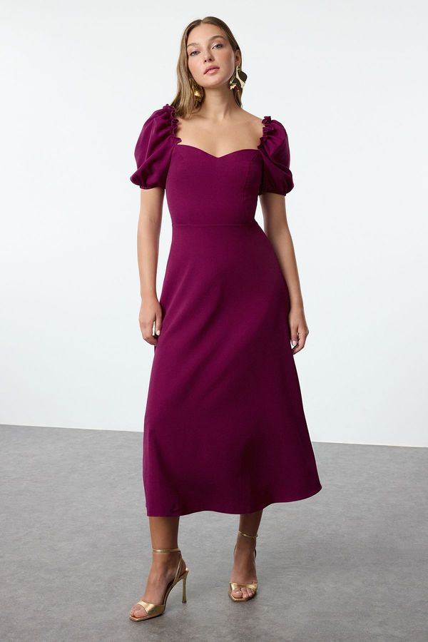 Trendyol Trendyol Plum A-Line Gathered Sleeve Woven Dress