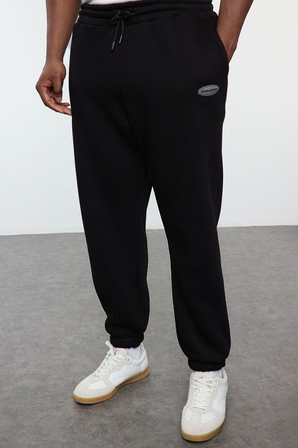 Trendyol Trendyol Plus Size Black Oversize/Wide Cut Pocket Labeled Sweatpants