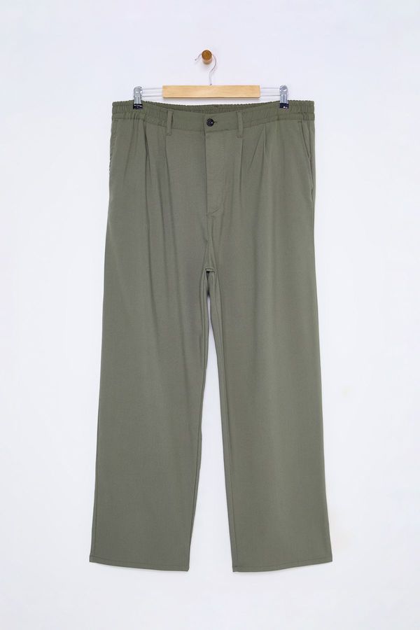 Trendyol Trendyol Plus Size Khaki Loose Wideleg Fabric Trousers