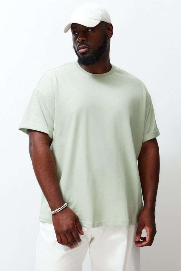 Trendyol Trendyol Plus Size Mint Oversize Comfy Basic 100% Cotton T-Shirt