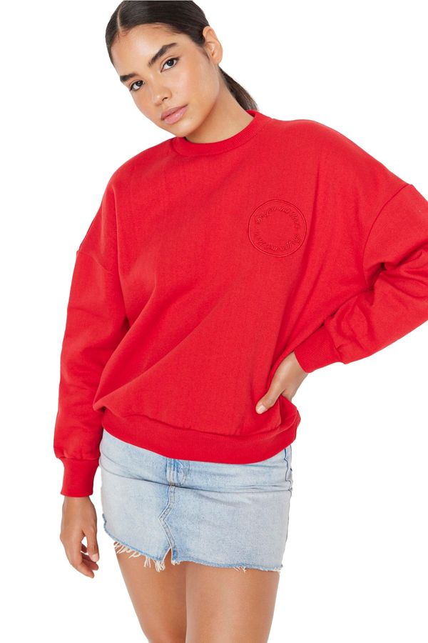 Trendyol Trendyol Pomegranate Embroidery Thin Loose Knitted Sweatshirt
