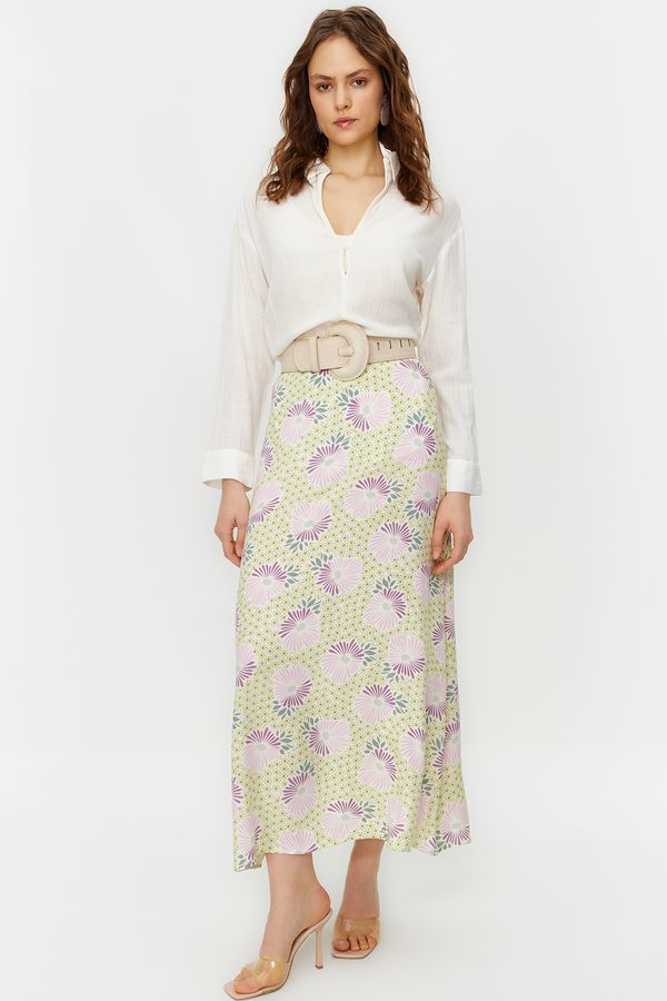 Trendyol Trendyol Powder Flower Patterned A-Line Woven Skirt