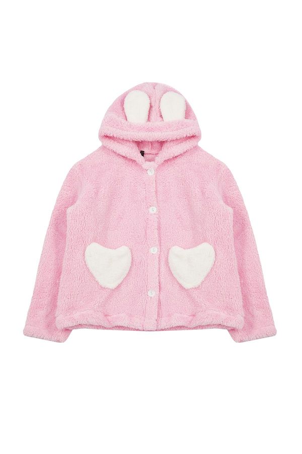 Trendyol Trendyol Powder Girl Plush Hooded Coat