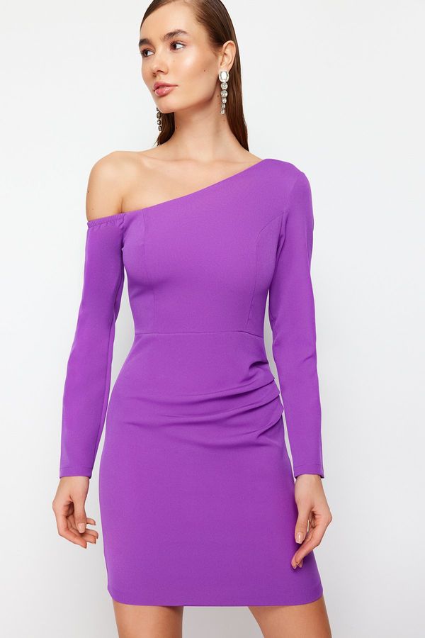 Trendyol Trendyol Purple Asymmetrical Collar Woven Stylish Evening Dress