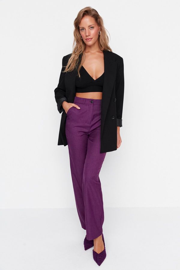 Trendyol Trendyol Purple High Waist Carrot Fit Trousers