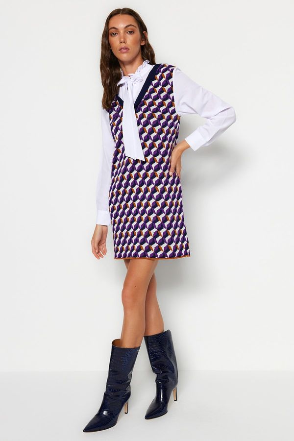 Trendyol Trendyol Purple Mini Knitwear Patterned Dress