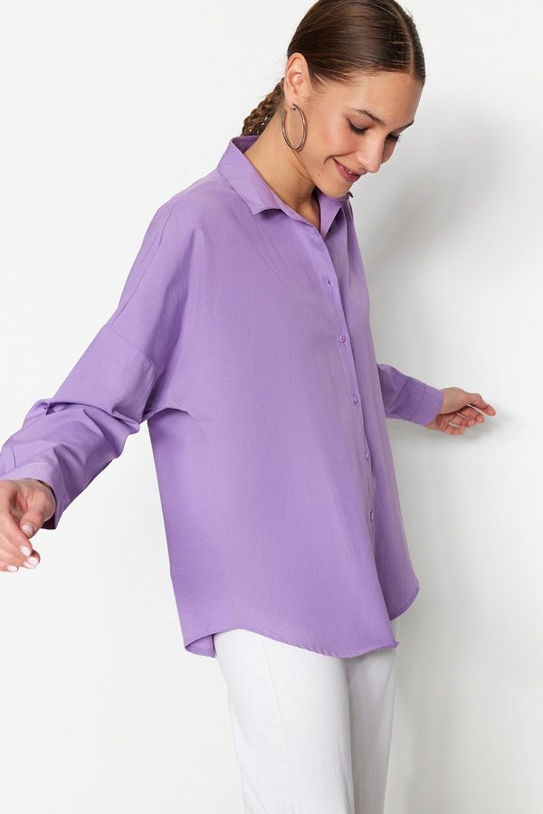 Trendyol Trendyol Purple Oversize/Wide Fit Woven Shirt