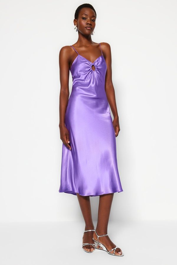 Trendyol Trendyol Purple Strappy Satin Woven Dress