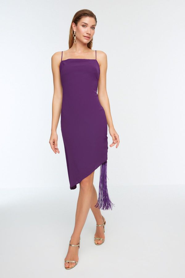 Trendyol Trendyol Purple Tassel Detailed Evening Dress