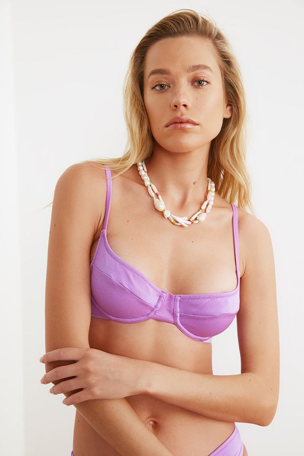 Trendyol Trendyol Purple Textured Underwire Bikini Top