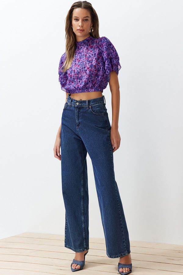 Trendyol Trendyol Purple Woven Floral Pattern Blouse