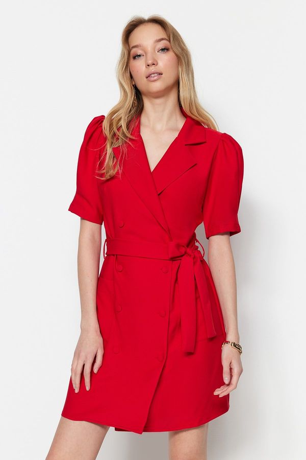 Trendyol Trendyol Red Belted Mini Woven Jacket Woven Dress